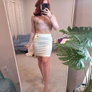 AUTHENTIC Blumarine White leopard Print Mini Skirt Size XS